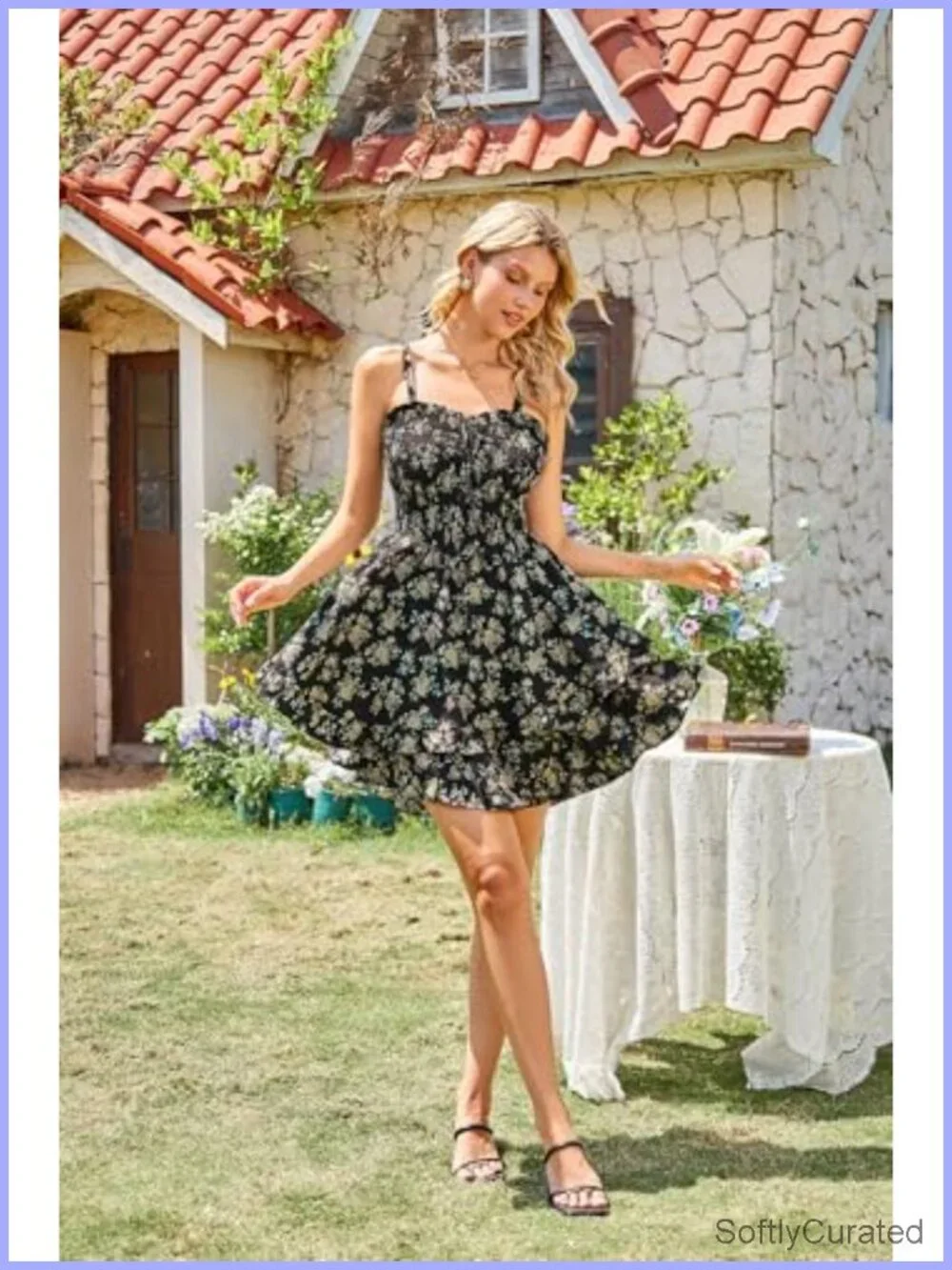 Smocked Floral Sundress with Adjustable Straps and Pockets
